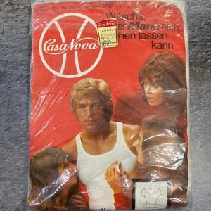 Vintage Mens German Ribbed Undershirts. Casanova White Undershirts.